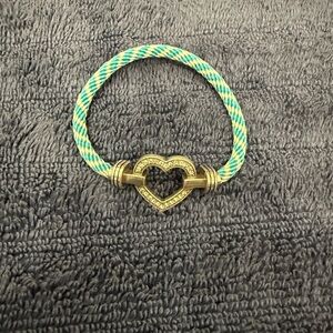 Brighton Heart Clasp Bracelet with Blue and White Rope
